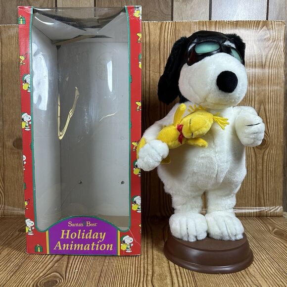 Snoopy Red Baron & Woodstock 1993 Santa’s Best Holiday Animation Christmas Decor